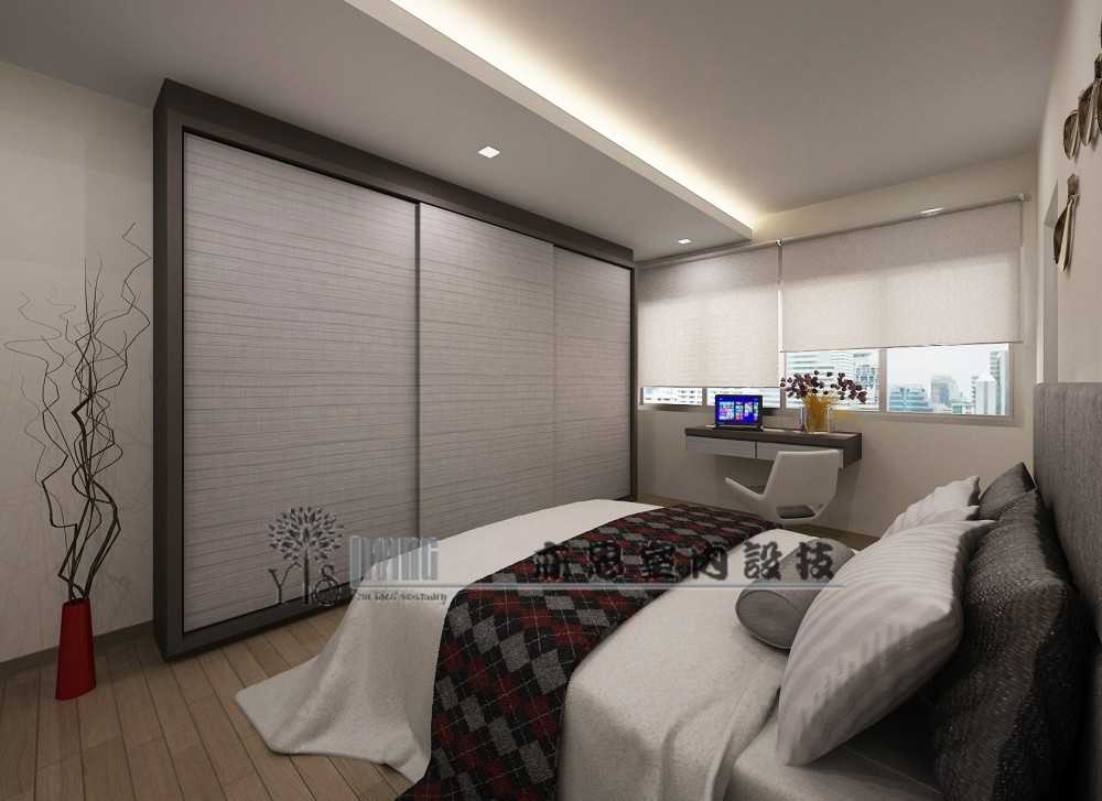 Industrial Bedroom with Vinyl Flooring and Cove Lighting