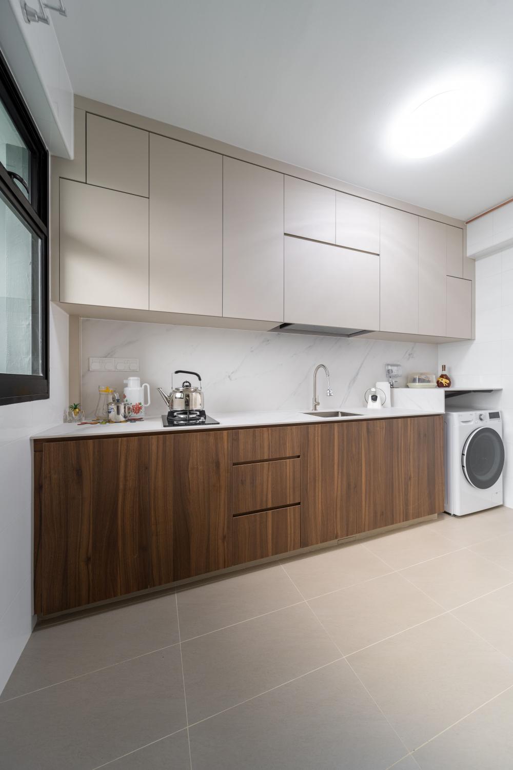 Modern Kitchen with Countertop and Washing Machine