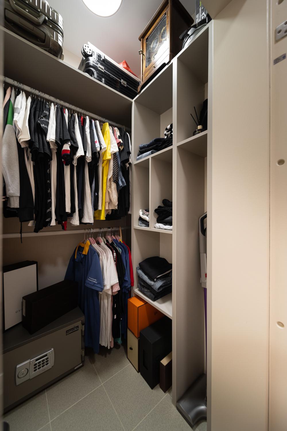 Scandinavian Storeroom with Wardrobe and Small Storage