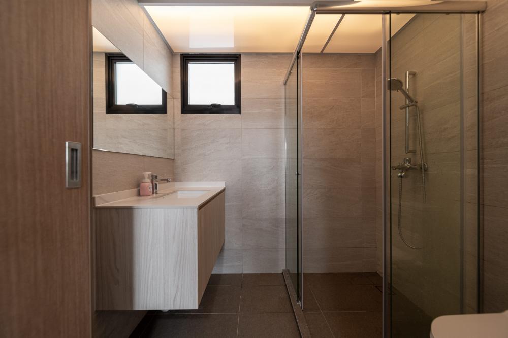 Country Bathroom with Mirror and Shower Screen