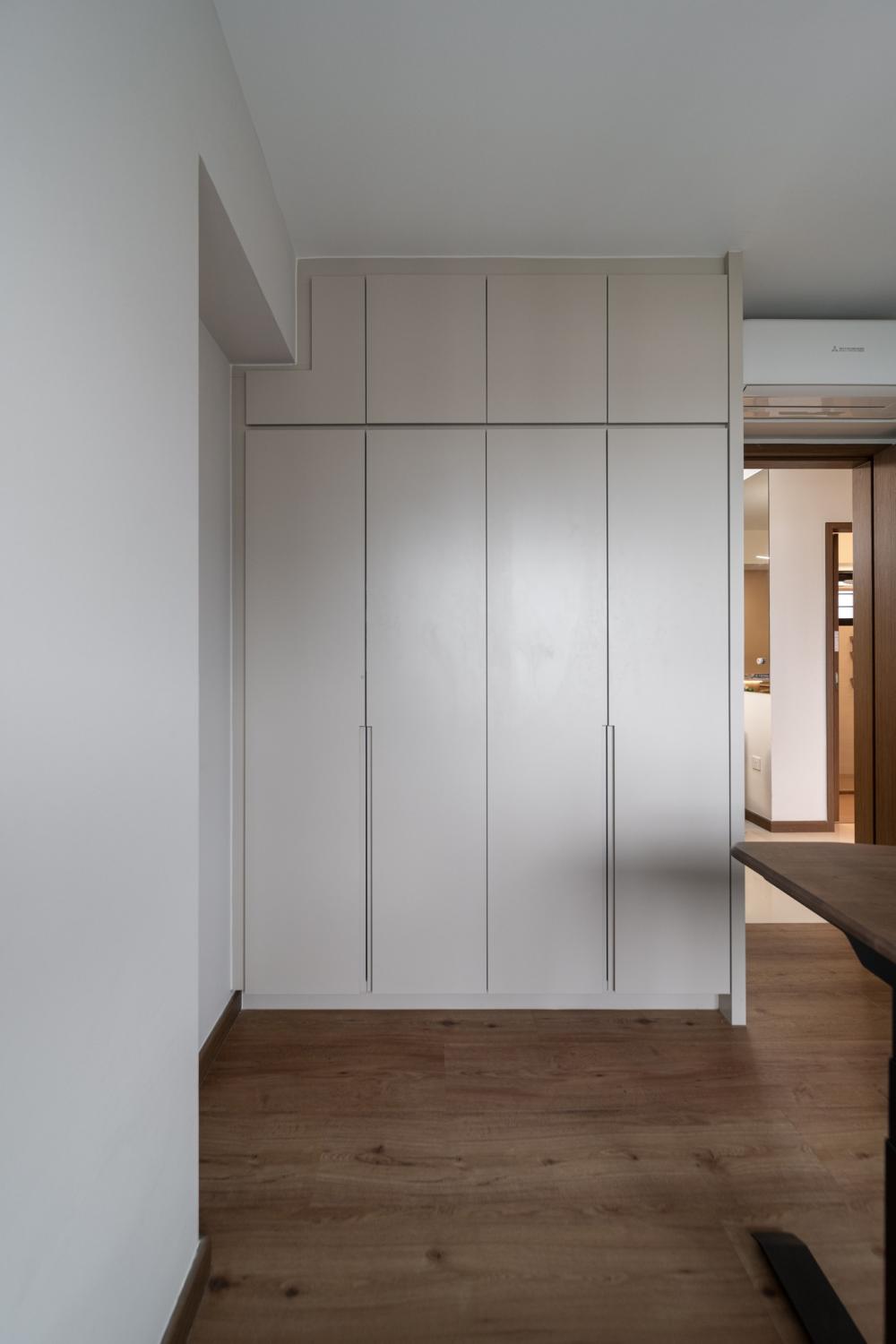 Scandinavian Bedroom with Vinyl Flooring and Ceiling Light