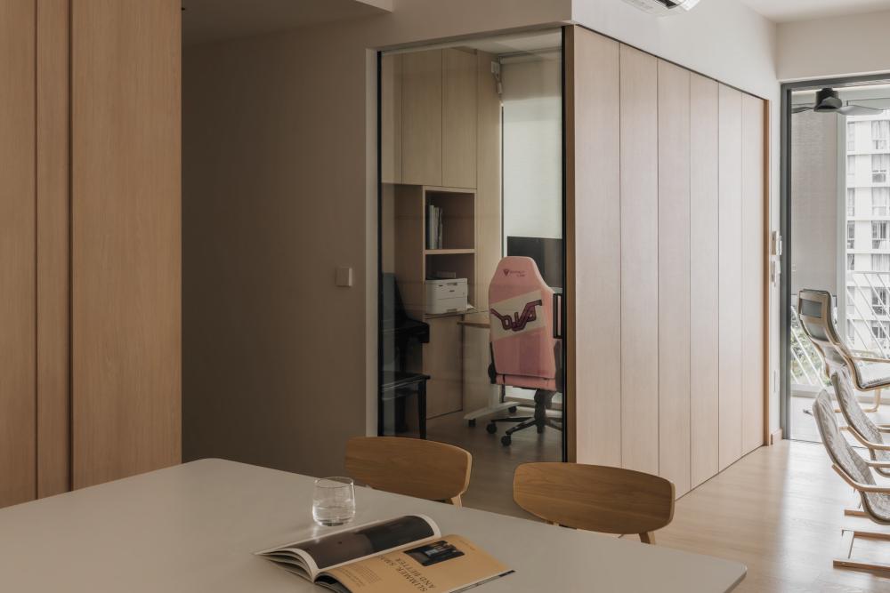 Scandinavian Study with Desk Chairs and Storage Cabinets