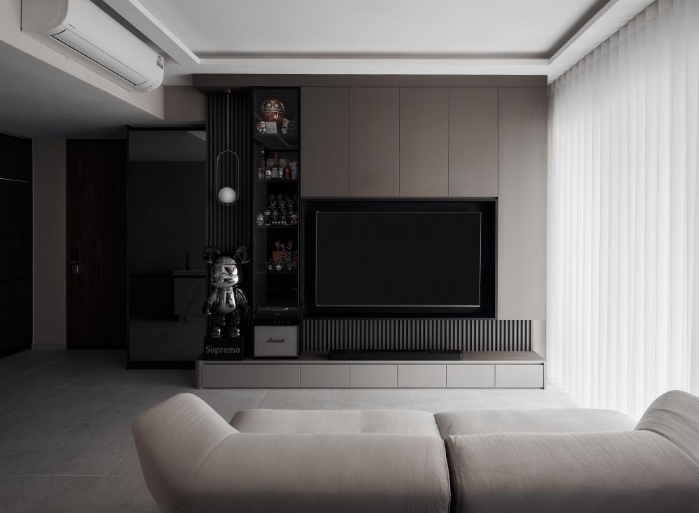 Modern Living Room with TV Console and Feature Wall