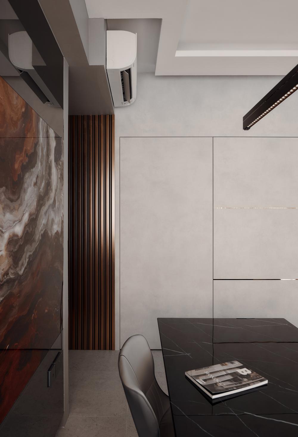 Modern Dining Room with Feature Wall and Dining Table