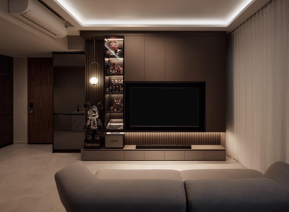 Modern Living Room with TV Console and TV