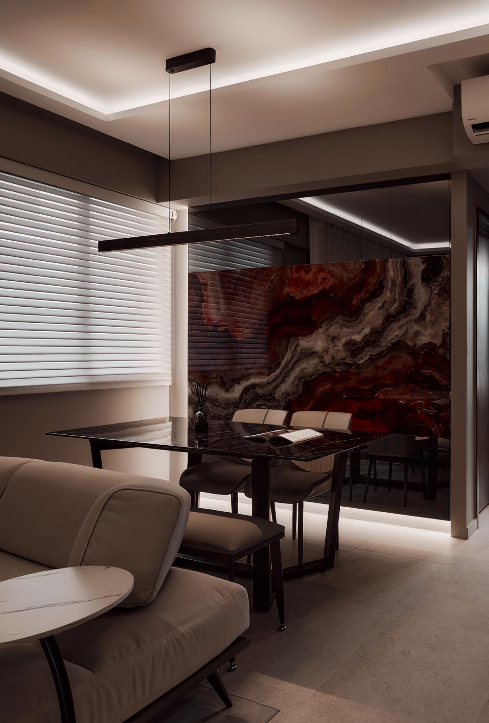 Modern Dining Room with Downlights and Dining Table