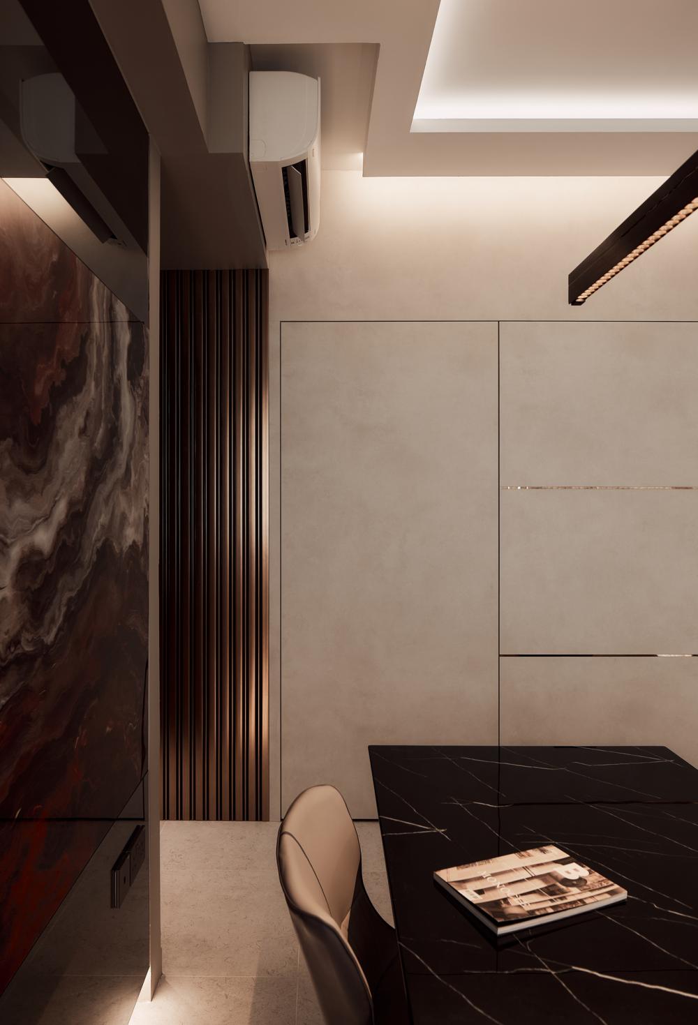 Modern Dining Room with Feature Wall and Dining Table