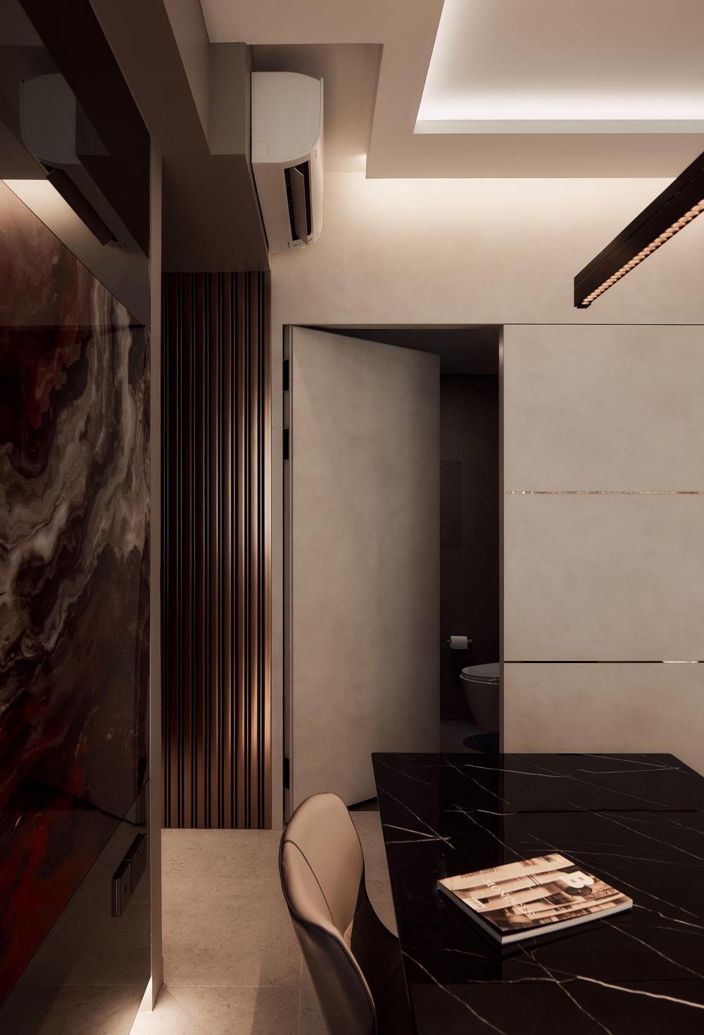 Modern Dining Room with Feature Wall and Dining Table