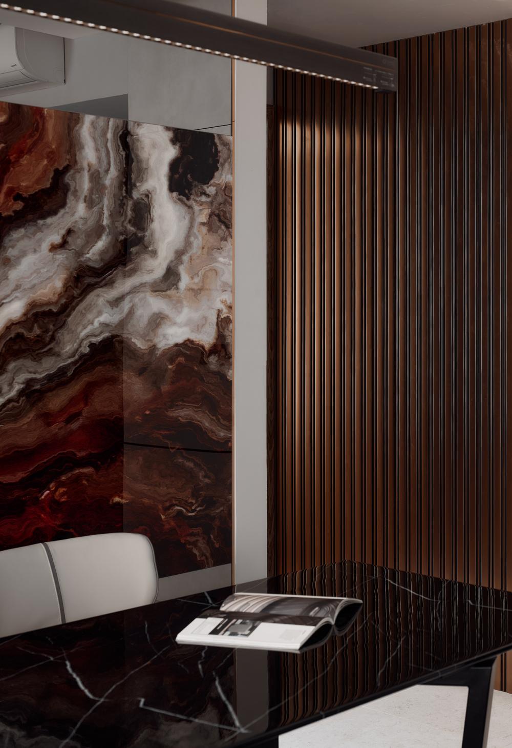 Modern Dining Room with Feature Wall and Dining Table