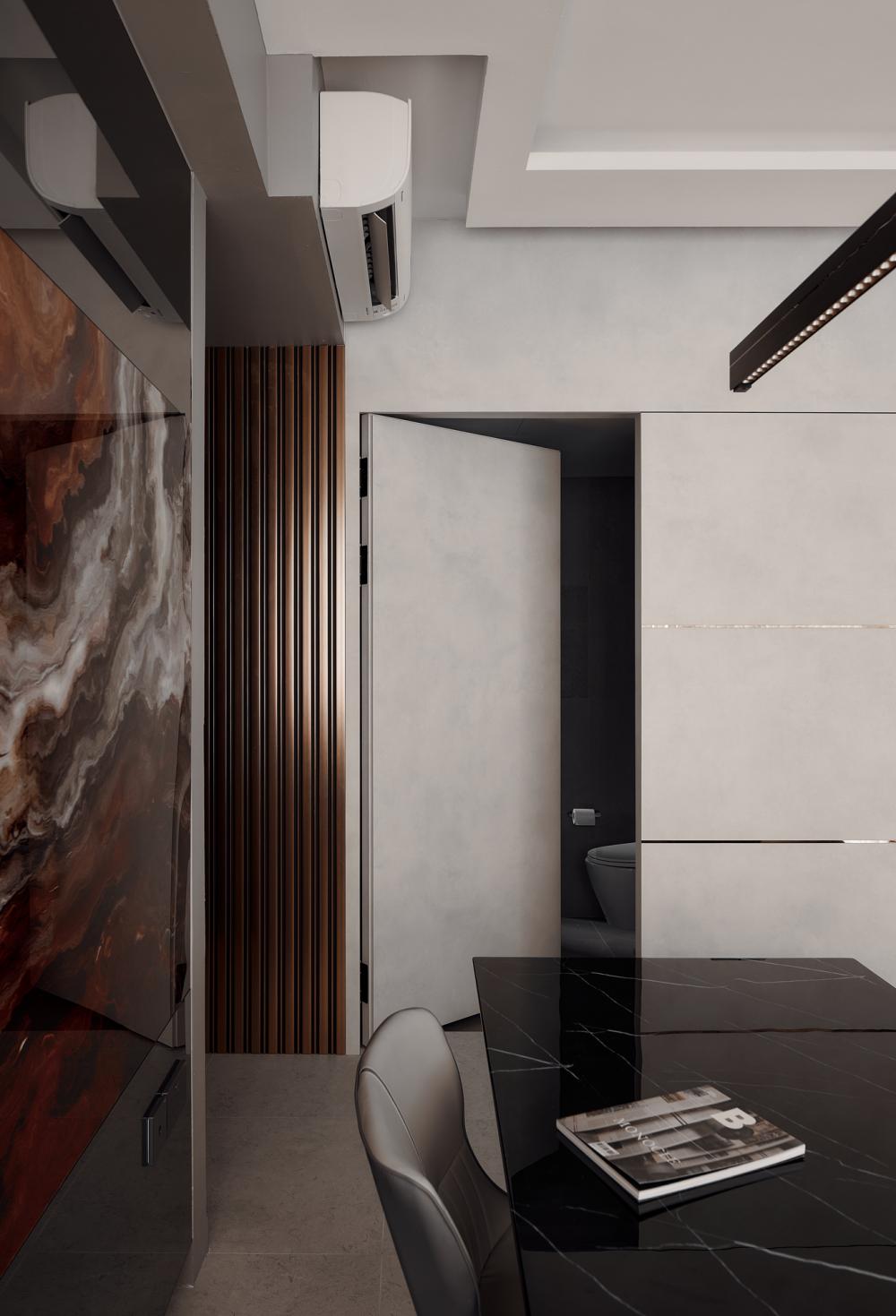 Modern Dining Room with Feature Wall and Dining Table