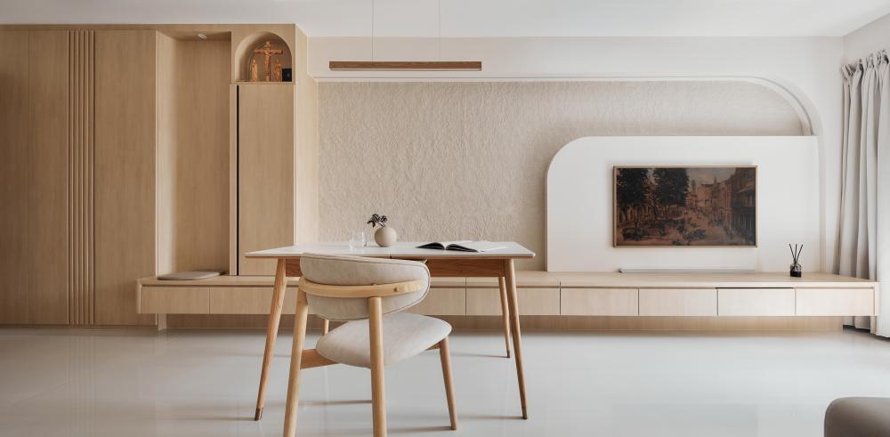 Scandinavian Living Room with TV Console and TV