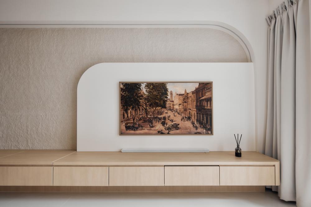 Scandinavian Living Room with TV Console and TV