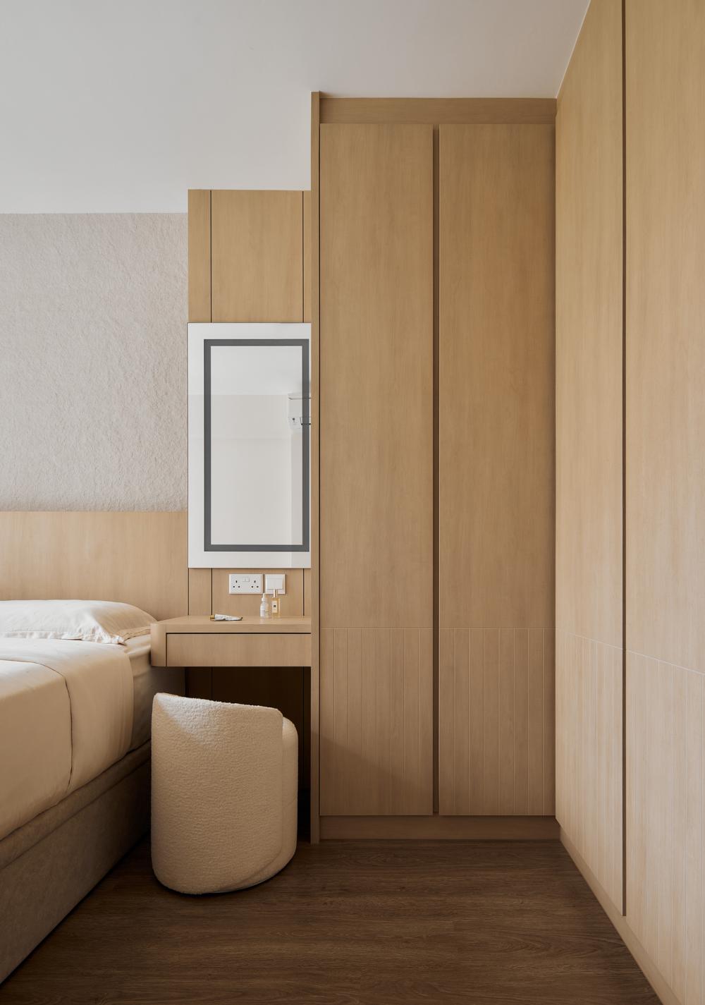 Scandinavian Bedroom with Wardrobe and Bedside Table