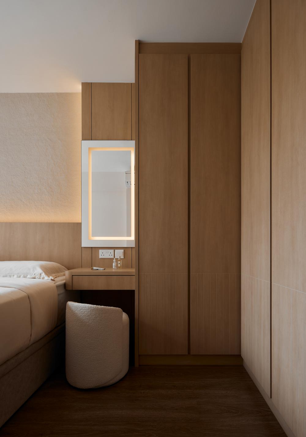 Scandinavian Bedroom with Feature Wall and Wardrobe