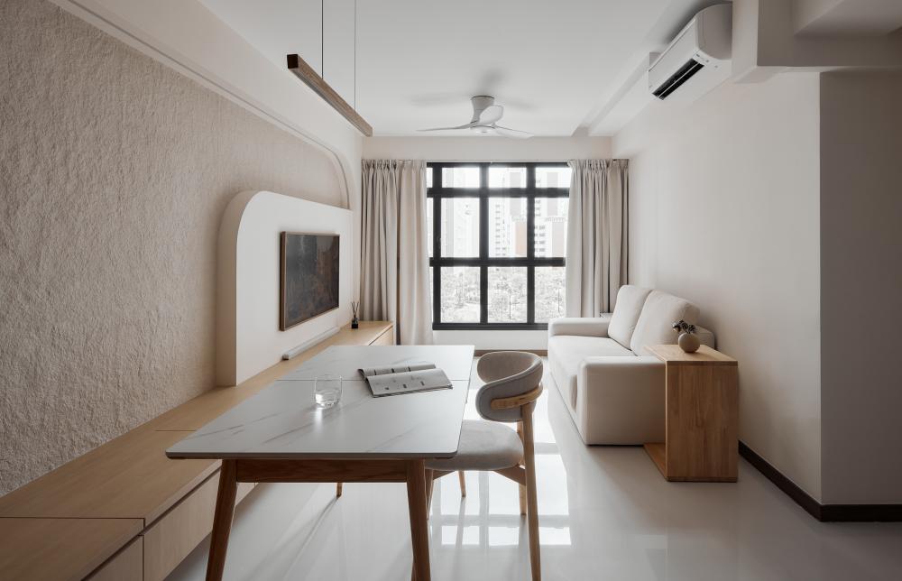 Scandinavian Living Room with TV Console and Sofa