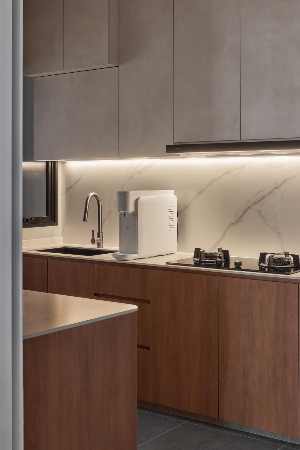 Scandinavian Kitchen with Breakfast Counter and Kitchen Accessories