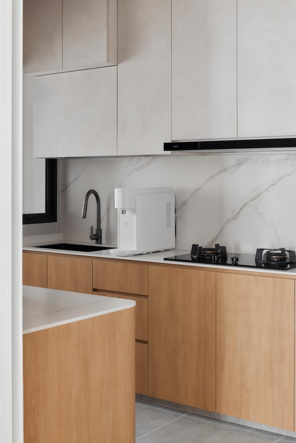 Scandinavian Kitchen with Breakfast Counter and Kitchen Accessories