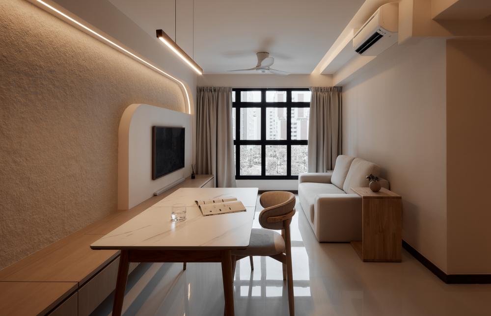 Scandinavian Living Room with TV Console and Sofa
