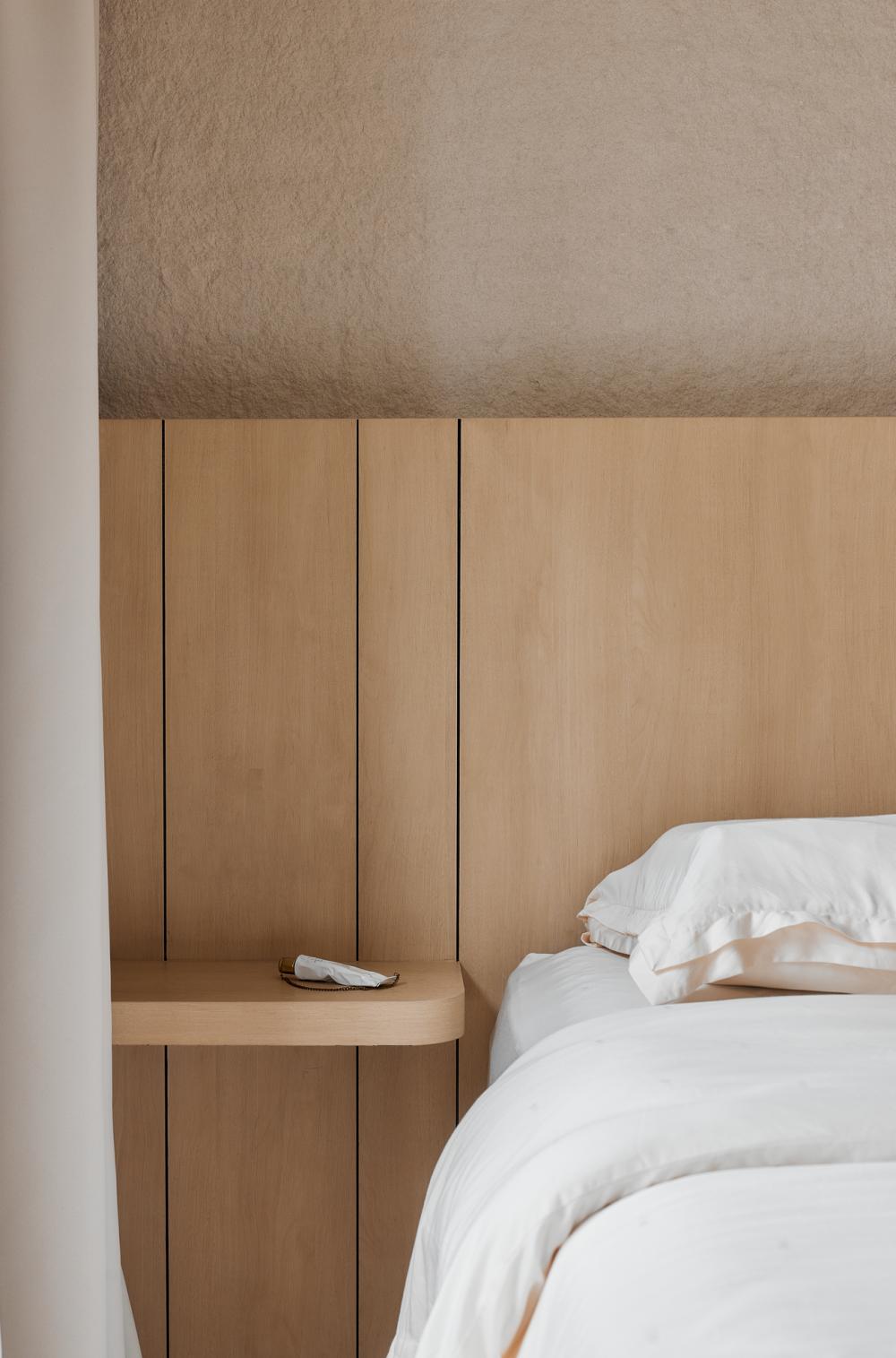 Scandinavian Bedroom with Bedside Table and Queen Bed