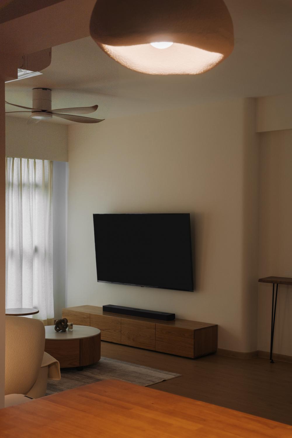 Scandinavian Living Room with TV Console and Sofa