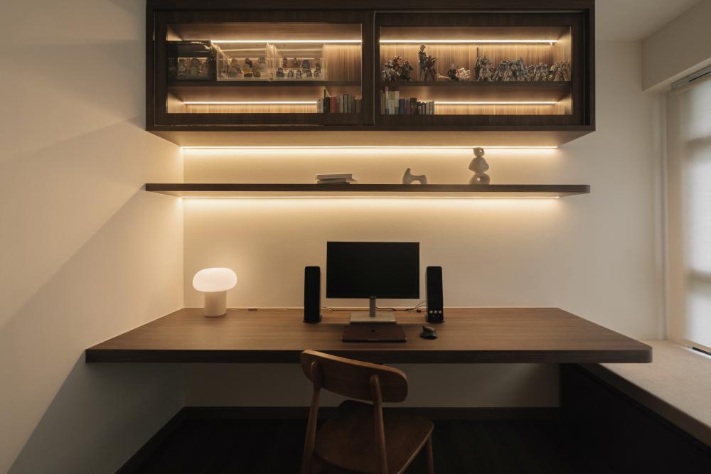 Scandinavian Study with Storage Cabinets and Bookcases