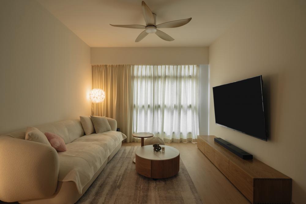 Scandinavian Living Room with TV Console and TV