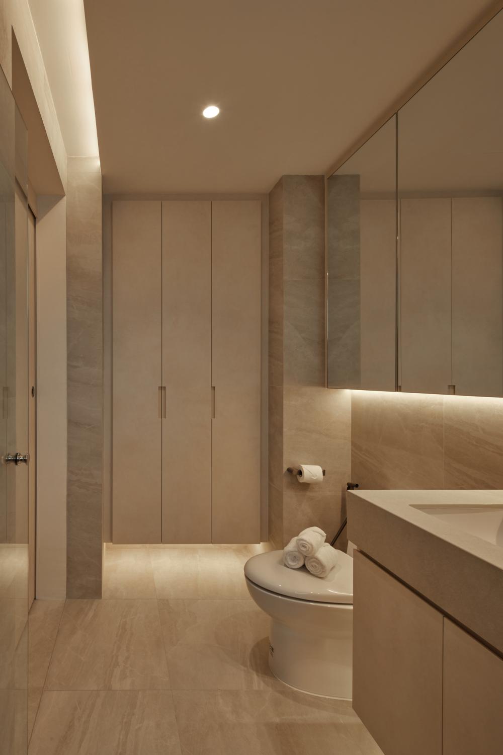 Contemporary Bathroom with Countertop and Mirror