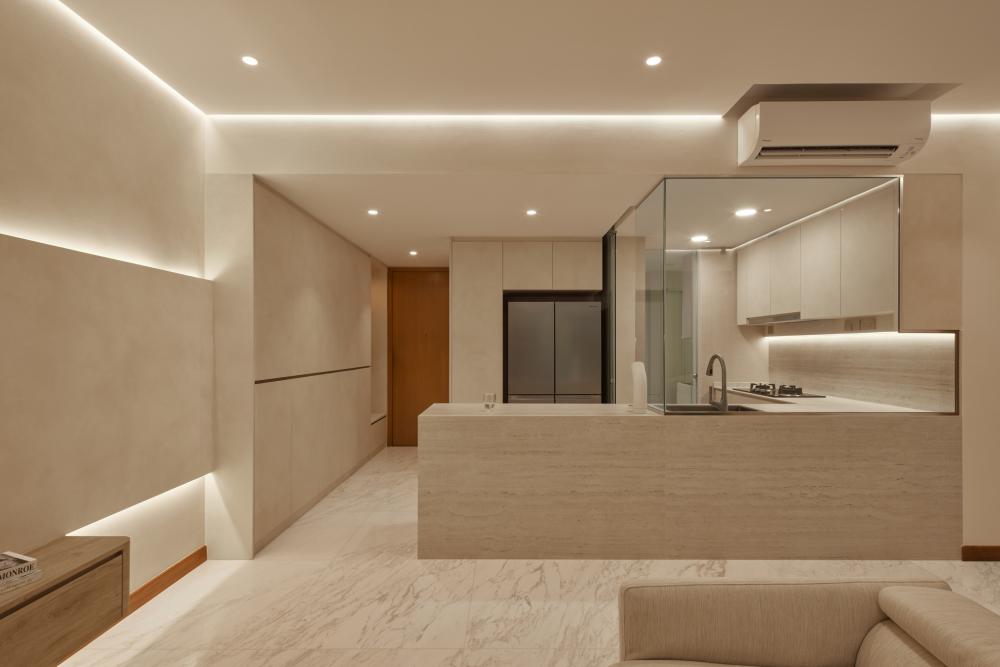 Contemporary Kitchen with Countertop and Kitchen Island