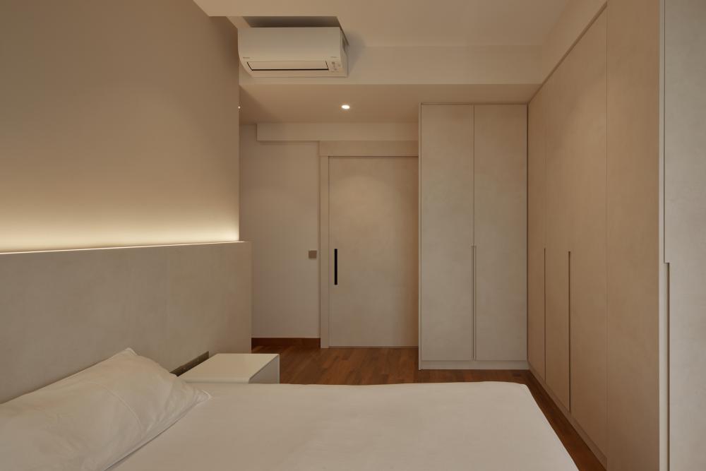 Contemporary Bedroom with Wood Flooring and Wardrobe