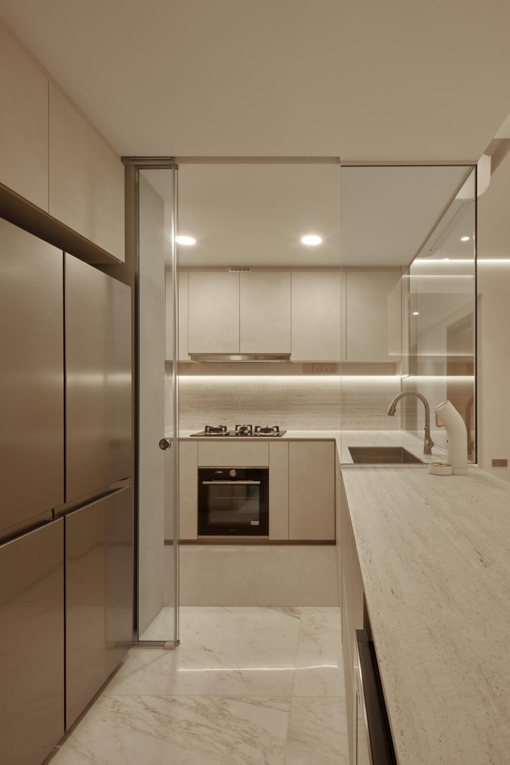 Contemporary Kitchen with Countertop and Cupboard