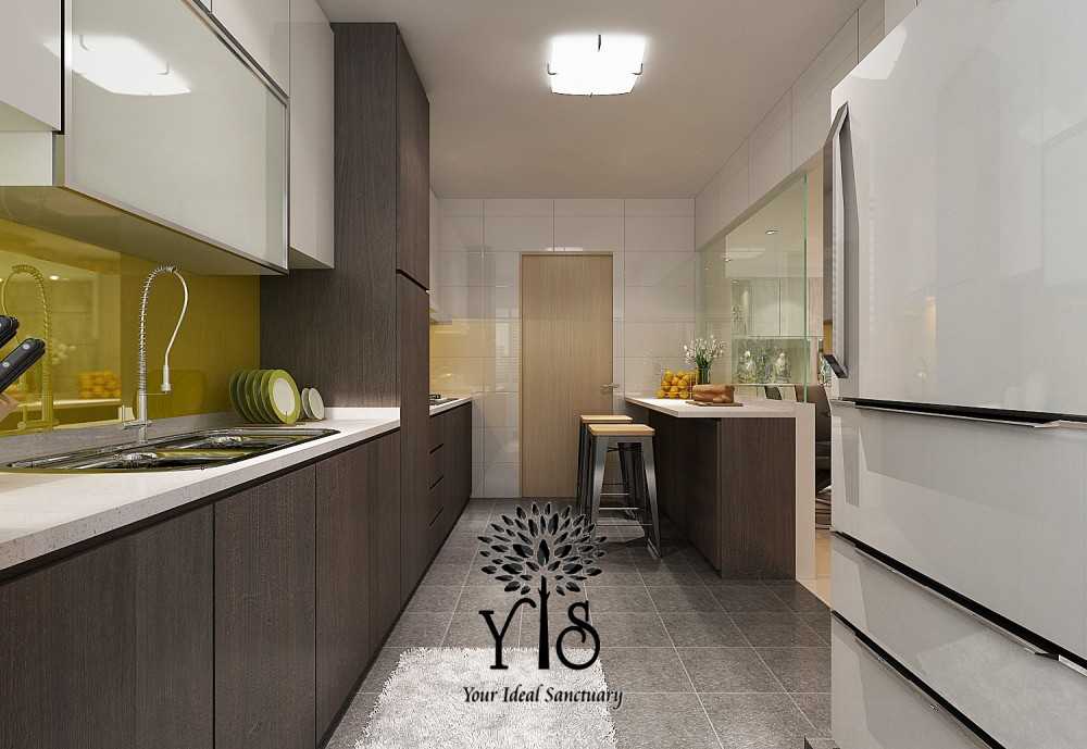 Modern Kitchen with Countertop and Homogeneous Tiles