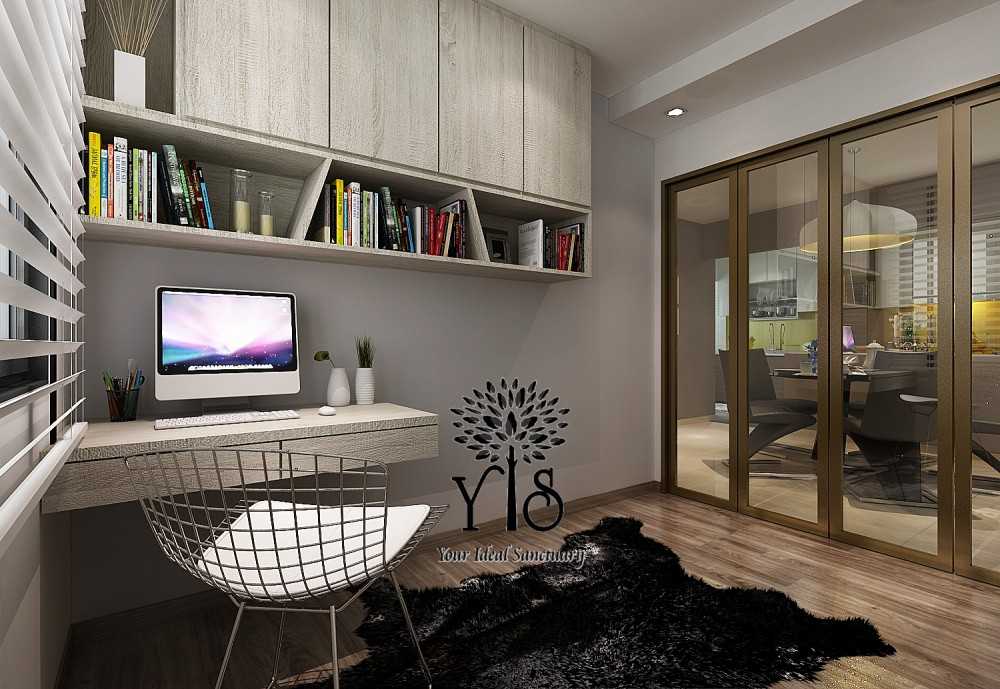 Modern Study with Bookshelf and Vinyl Flooring