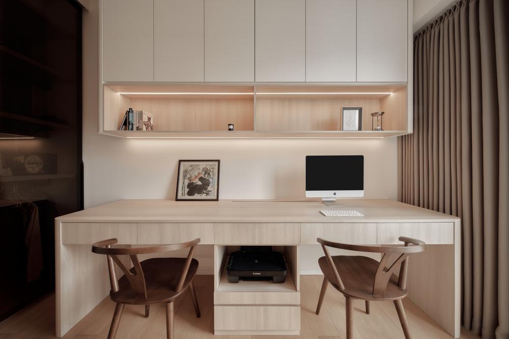 Modern Study with Bookshelf and Storage Cabinets