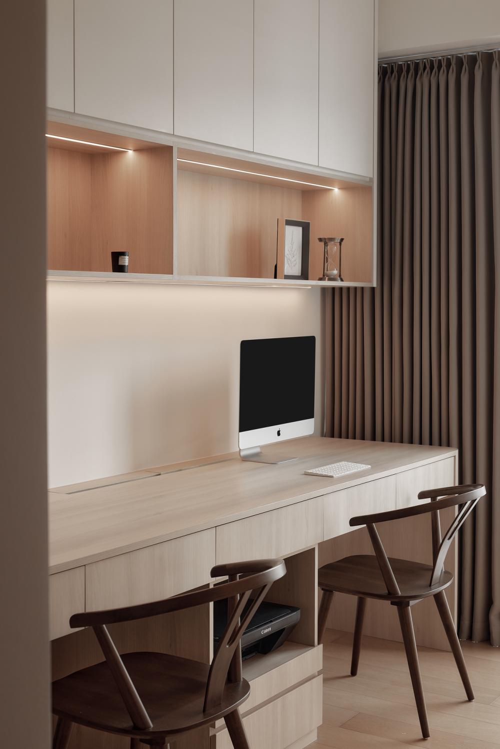 Modern Study with Bookshelf and Desk Chairs