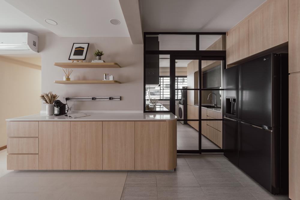 Scandinavian Kitchen with Kitchen Island and Cupboard