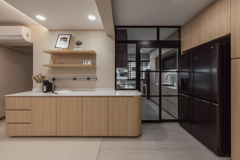 Scandinavian Kitchen with Kitchen Island and Breakfast Counter