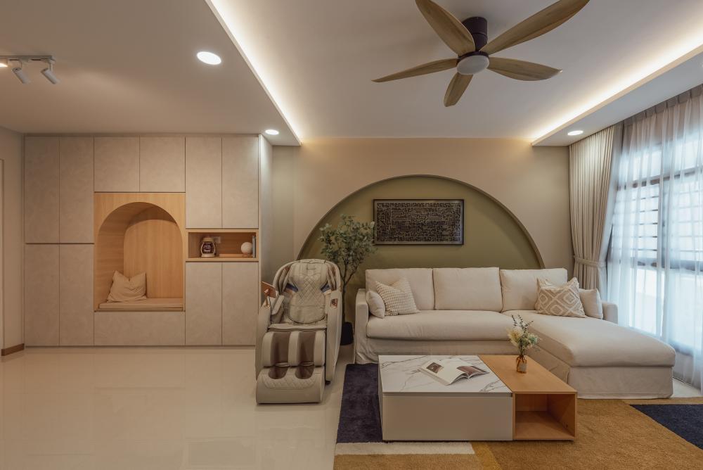 Scandinavian Living Room with TV Console and Sofa