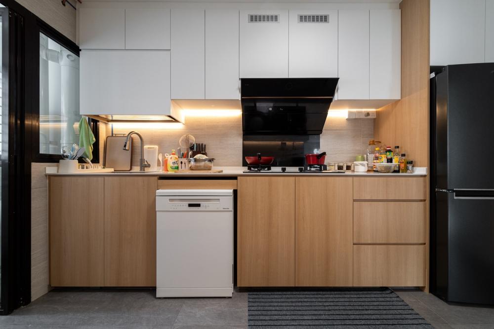 Minimalist Kitchen with Countertop and Kitchen Window