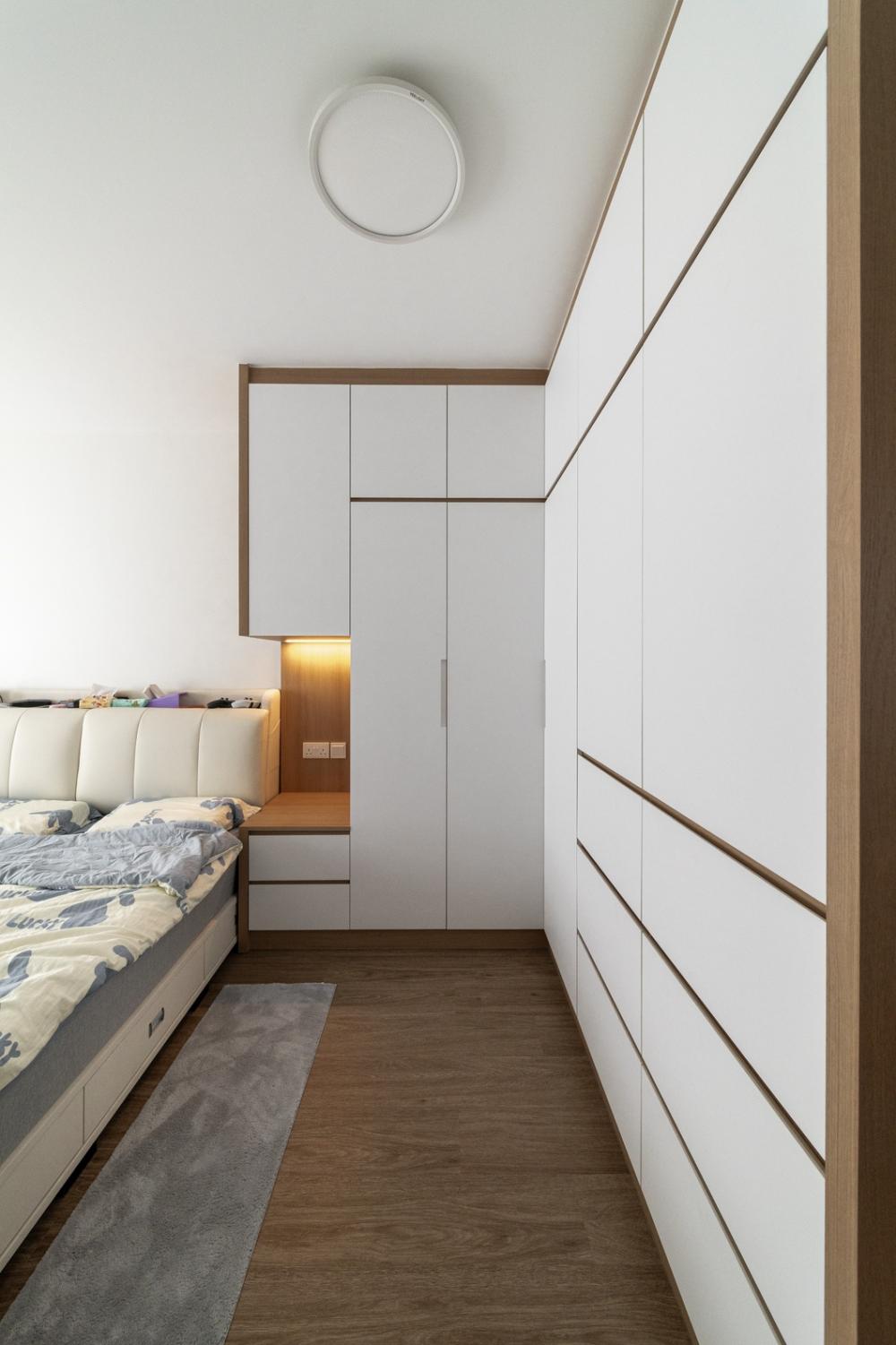 Minimalist Bedroom with Platform Bed and Wardrobe