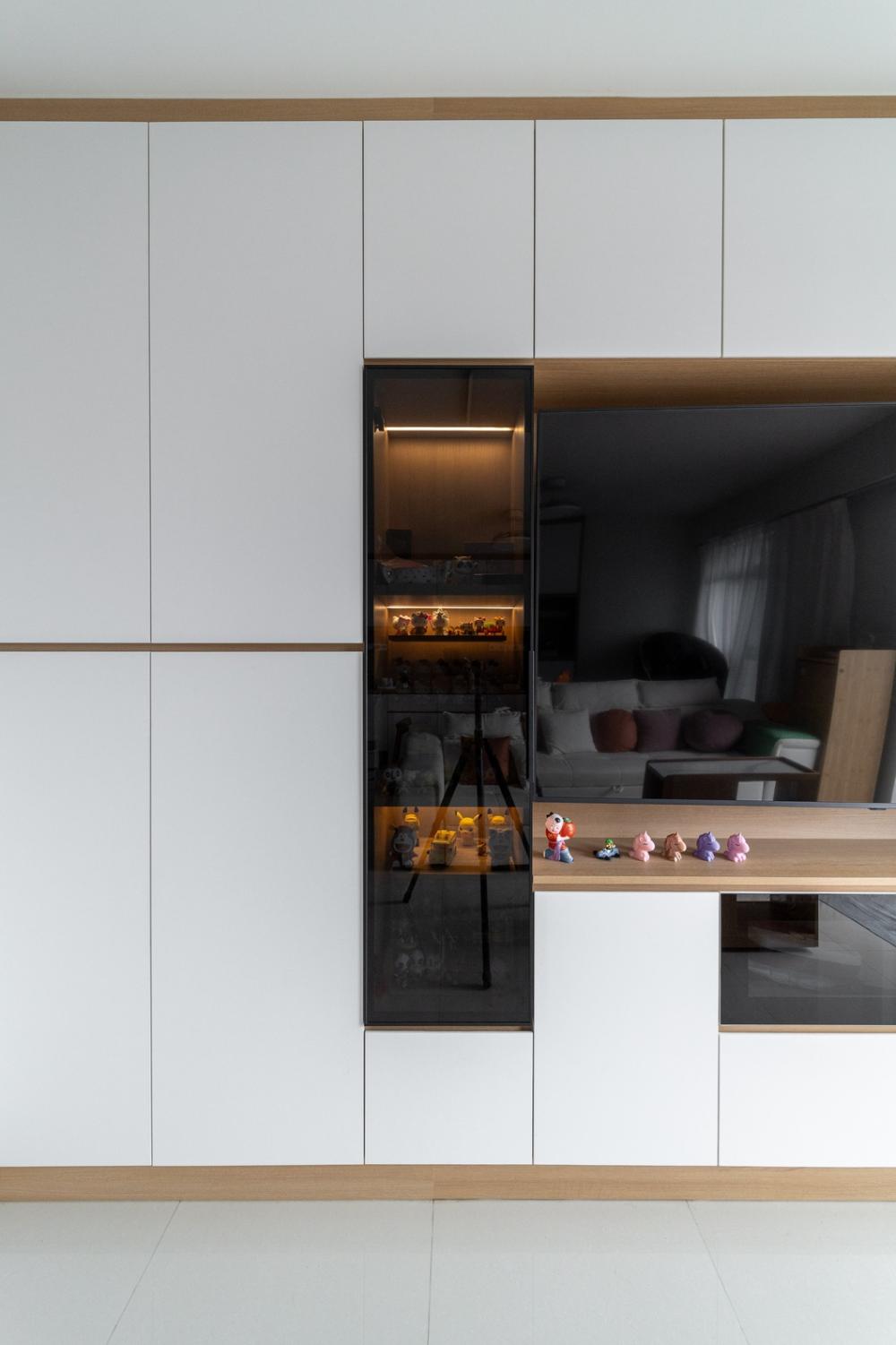 Minimalist Living Room with TV Console and Feature Wall