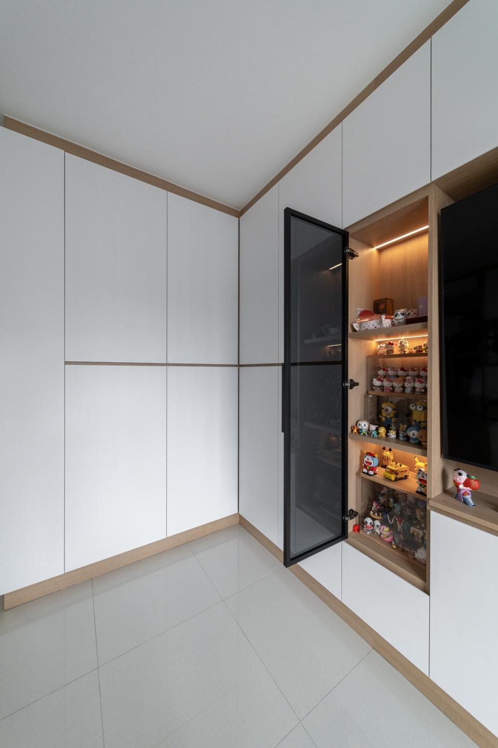 Minimalist Living Room with TV Console and Feature Wall