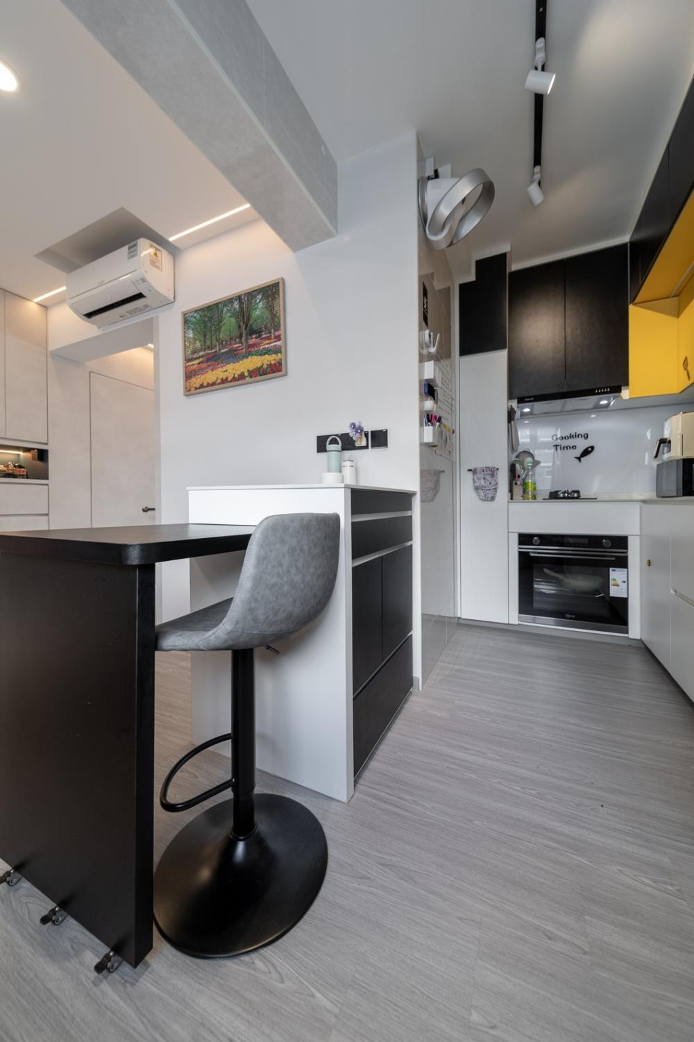 Minimalist Kitchen with Countertop and Vinyl Flooring