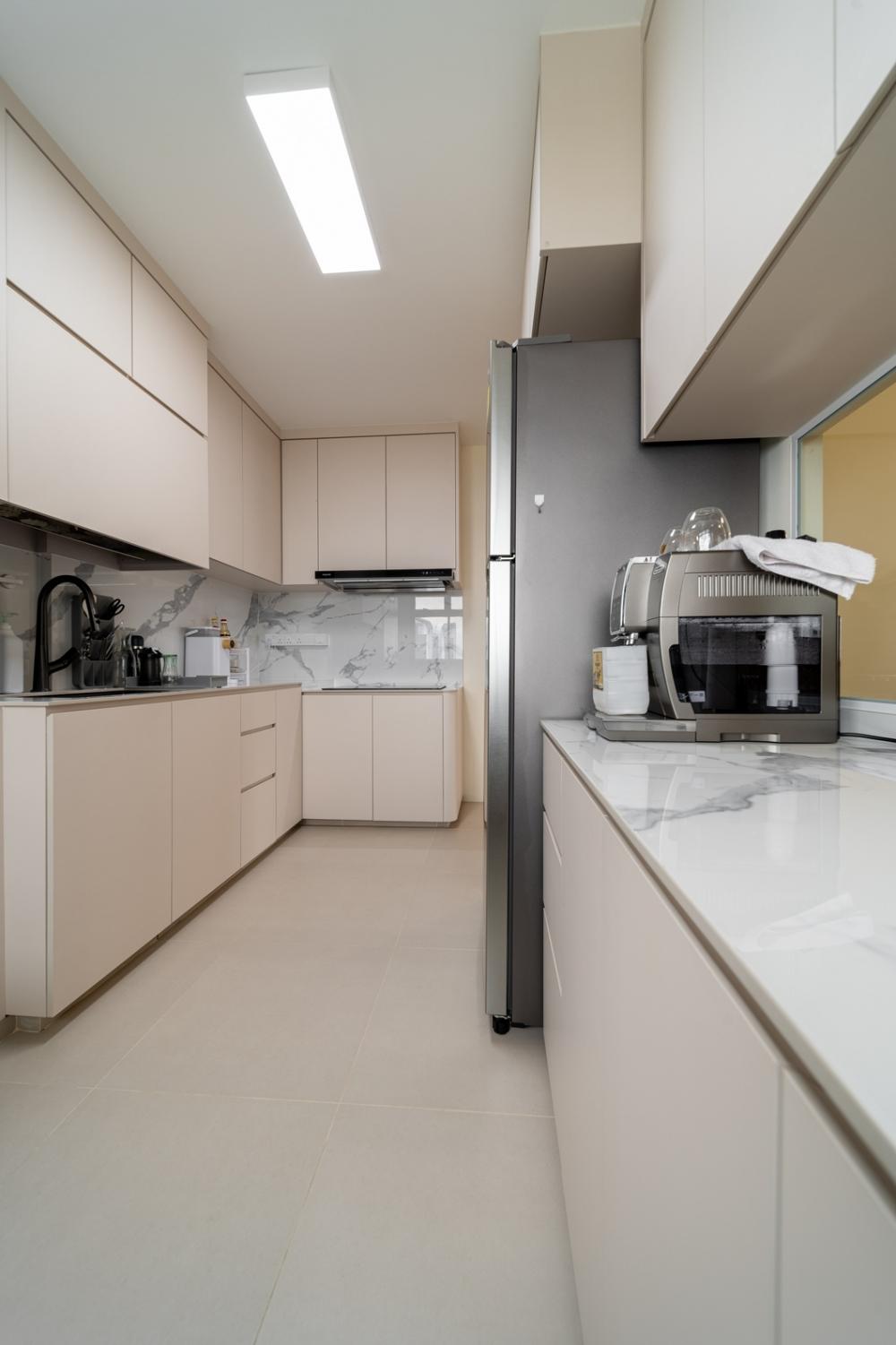 Minimalist Kitchen with Countertop and Kitchen Window