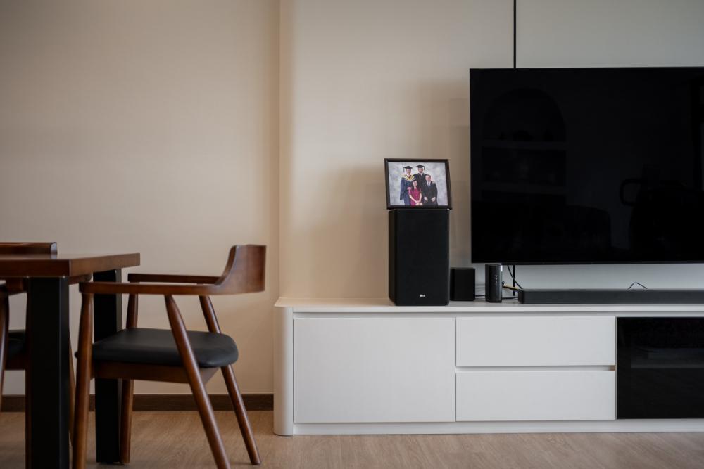 Minimalist Living Room with Vinyl Flooring and TV Console
