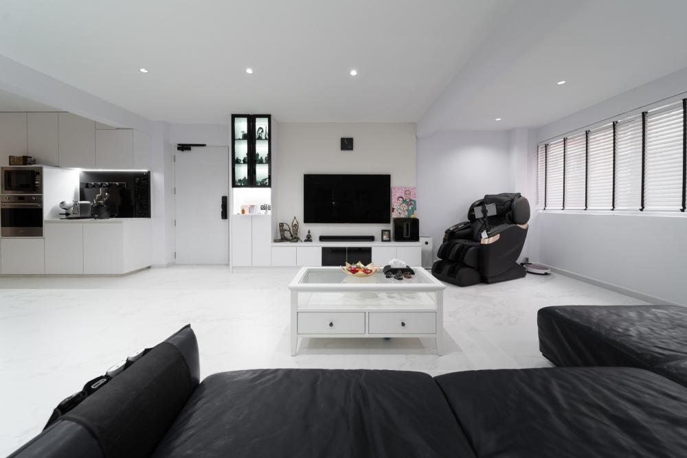 Modern Living Room with TV Console and Feature Wall