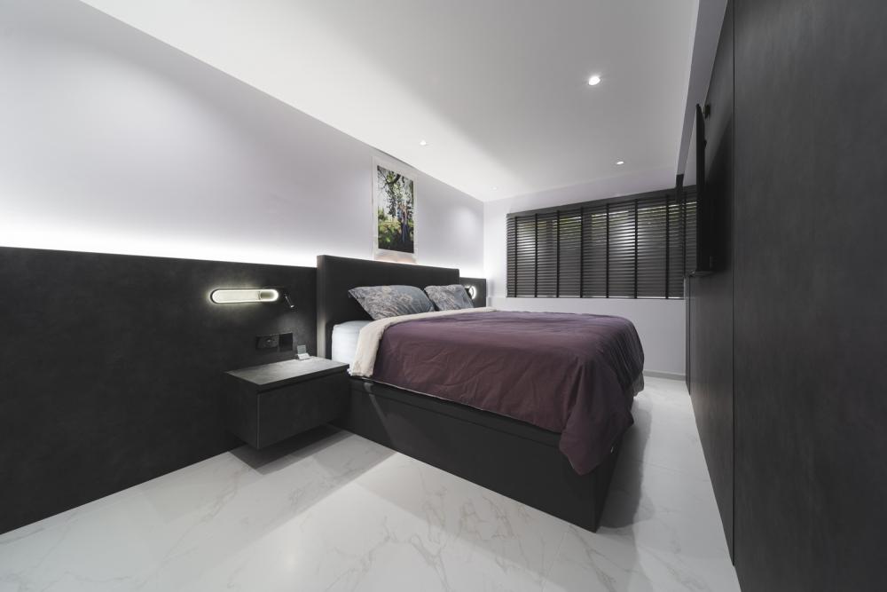 Modern Bedroom with Platform Bed and Cove Lighting
