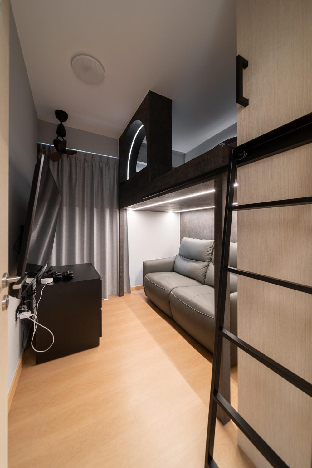 Modern Studio with Loft and Sofa
