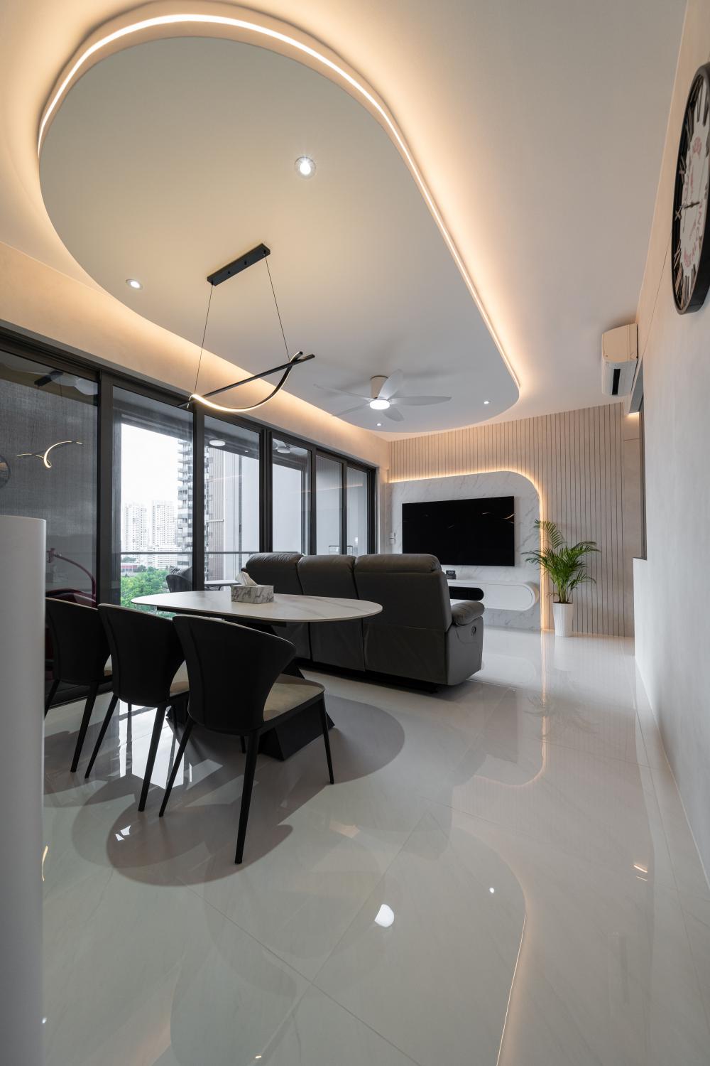 Modern Living Room with TV Console and Feature Wall