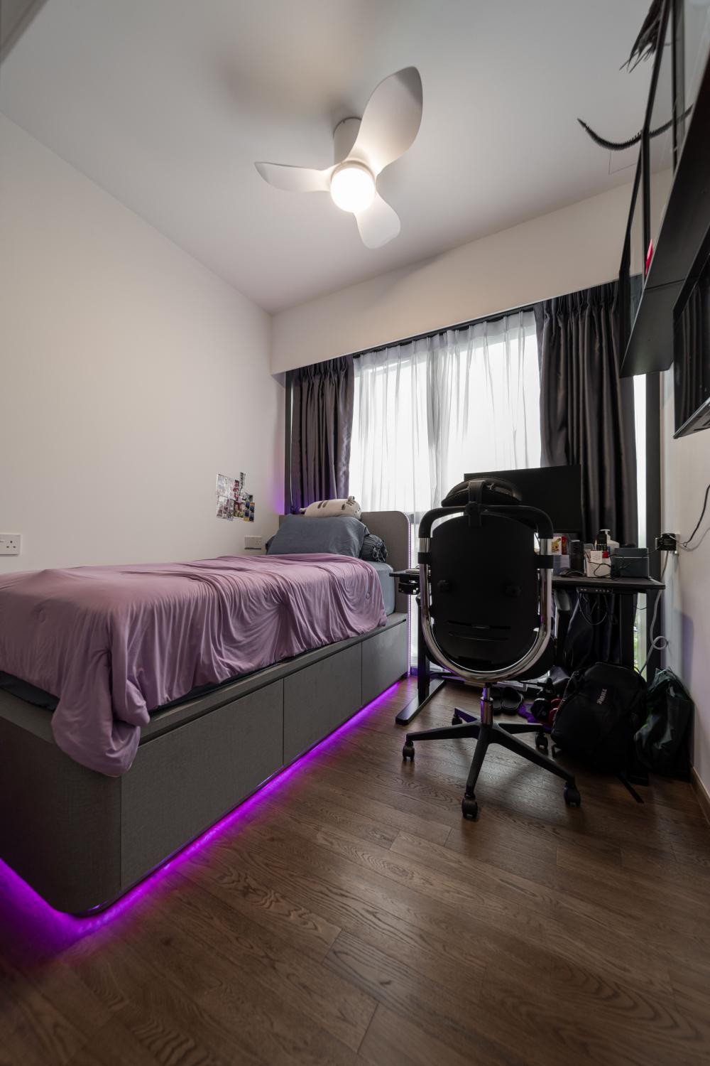Modern Bedroom with Platform Bed and Cove Lighting