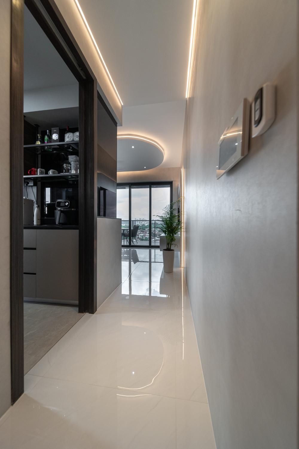 Modern Entryway with Mirror and Small Storage